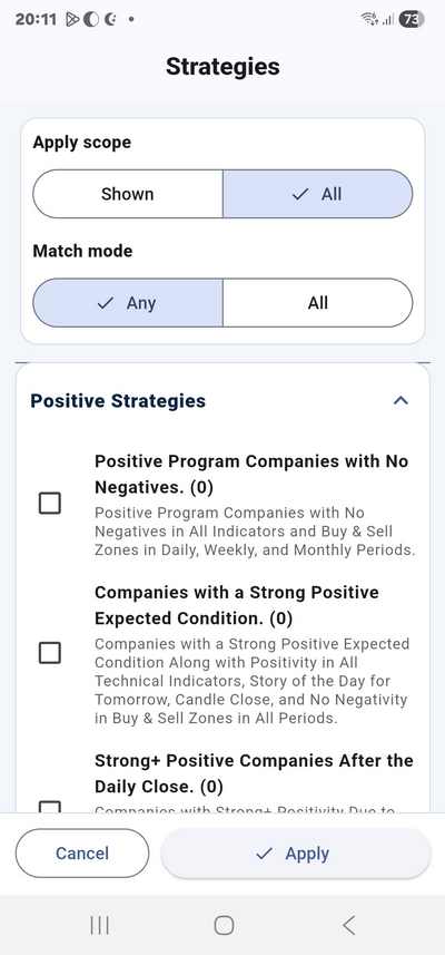 Strategies Window